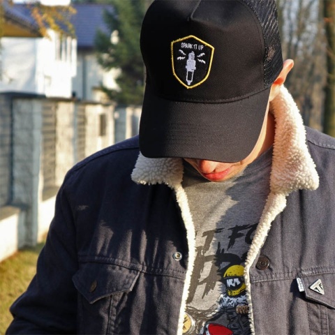 czapka z daszkiem motocyklowa czarna Spark It Up