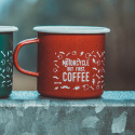 Kubek Emaliowany 79 Point But First Coffee - Czerwony