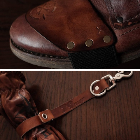 Zestaw skórzany protektor na but i pasek na rękawice Zestaw skórzany protektor na but i pasek na rękawice