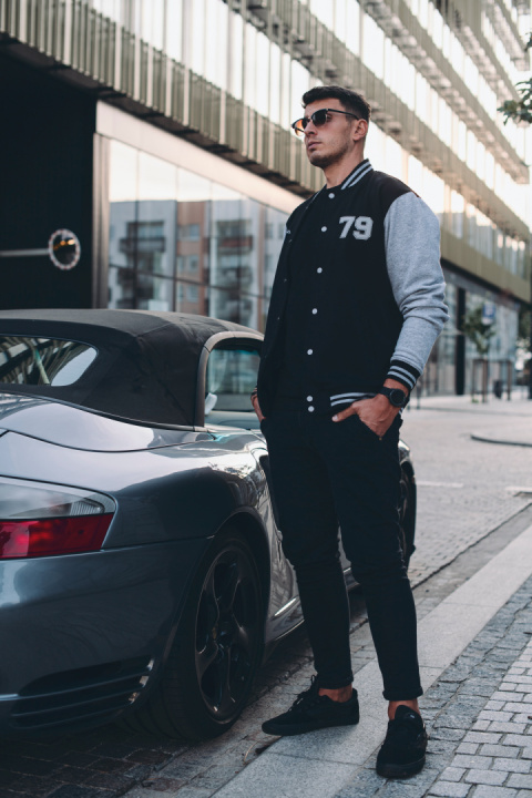 Bejsbolówka Męska 79 Point Oldschool College - Czarno/Szara