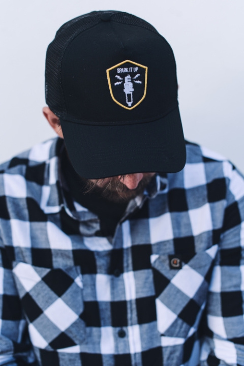 czapka z daszkiem motocyklowa czarna Spark It Up