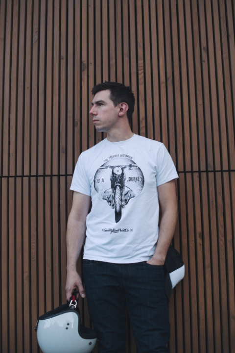 koszulka motocyklowa biała moto journey