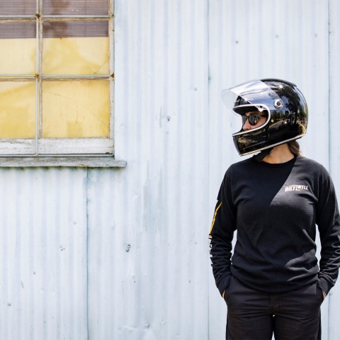 kask motocyklowy vintage biltwell gringo sv czarny polysk